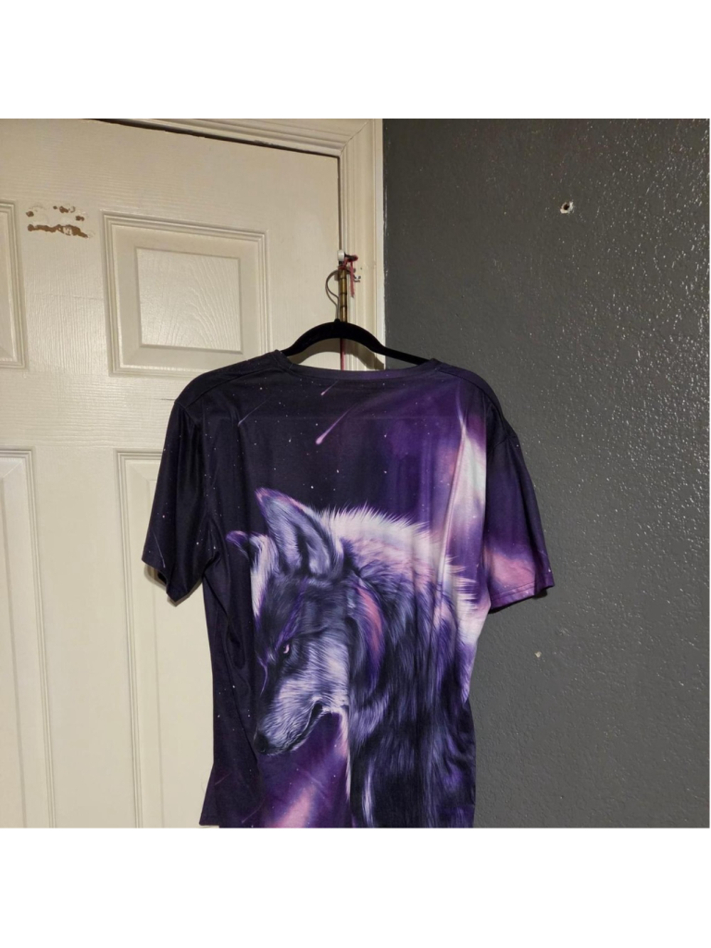 Purple and Pink Graphic Tee with Wolf Design - Picture 1 of 2